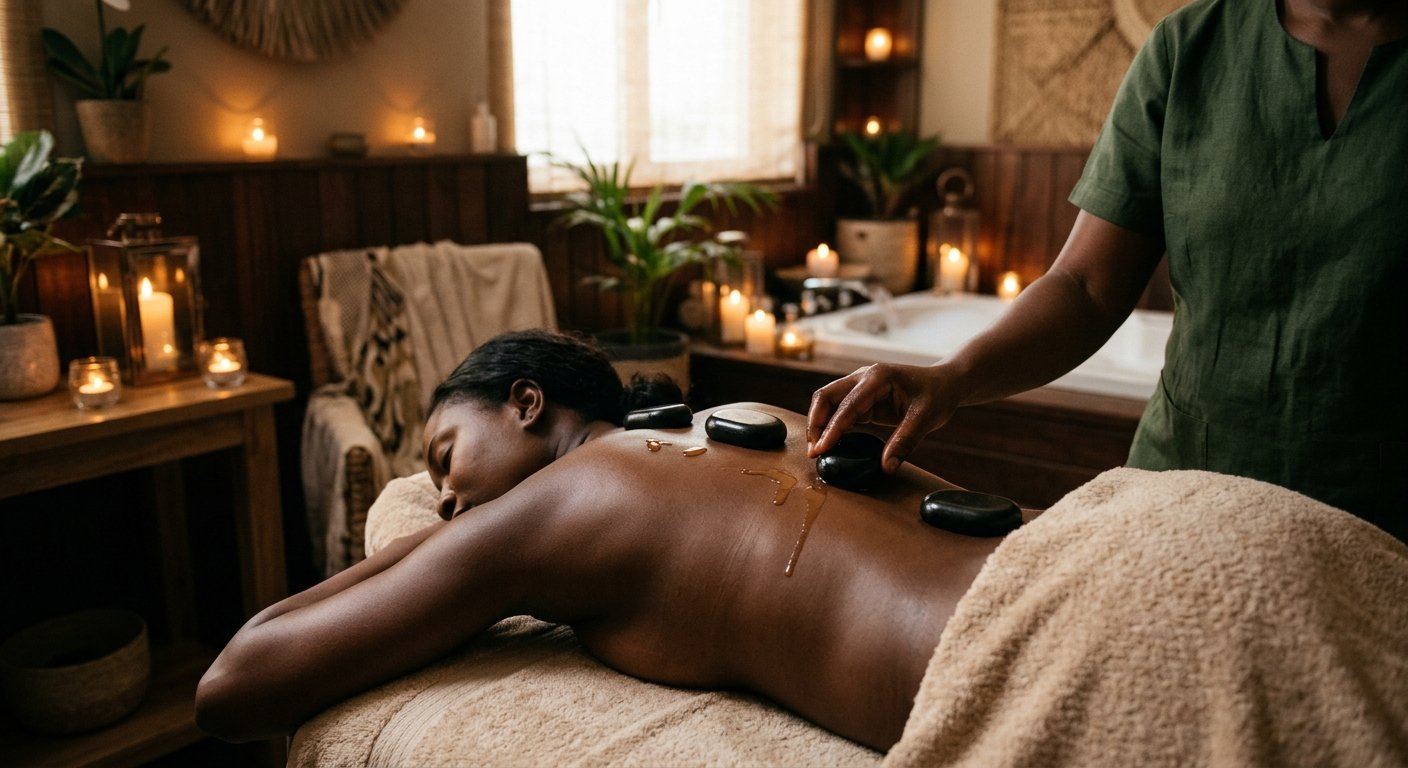 Massagem relaxante com óleos essenciais